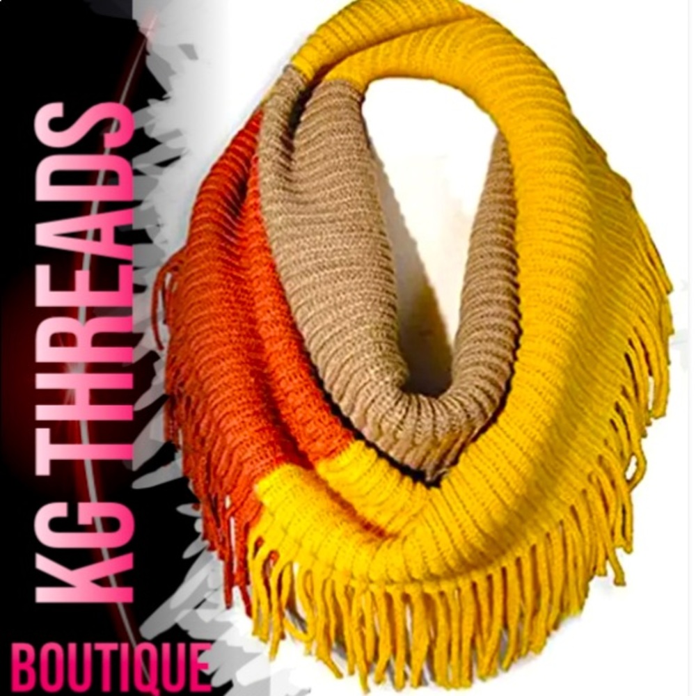 Winter Warm Knit Infinity Scarf Tassels